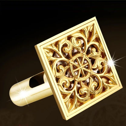 DecorBites™ Golden Square Floor Waste Drain 4cm, Luxury Bathroom Shower Grate 10cm * 10cm