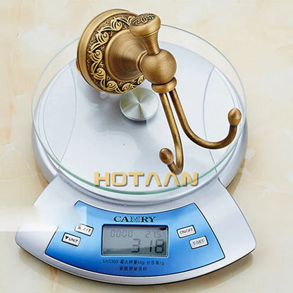 DecorBites™ Brass Robe Hook, Antique Finish, Bathroom Clothes Hook