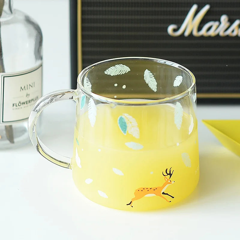 DecorBites™ Glass Coffee Mug 320ml Cute Squirrel Tea Cup Heat Resistant Beer Mug