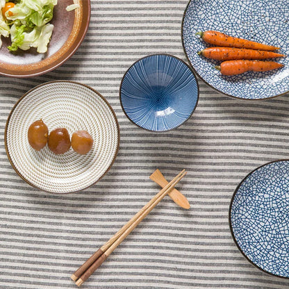 DecorBites™ Japanese Style Ceramic Dinner Set - Blue Tableware Set with Bowl and Plate
