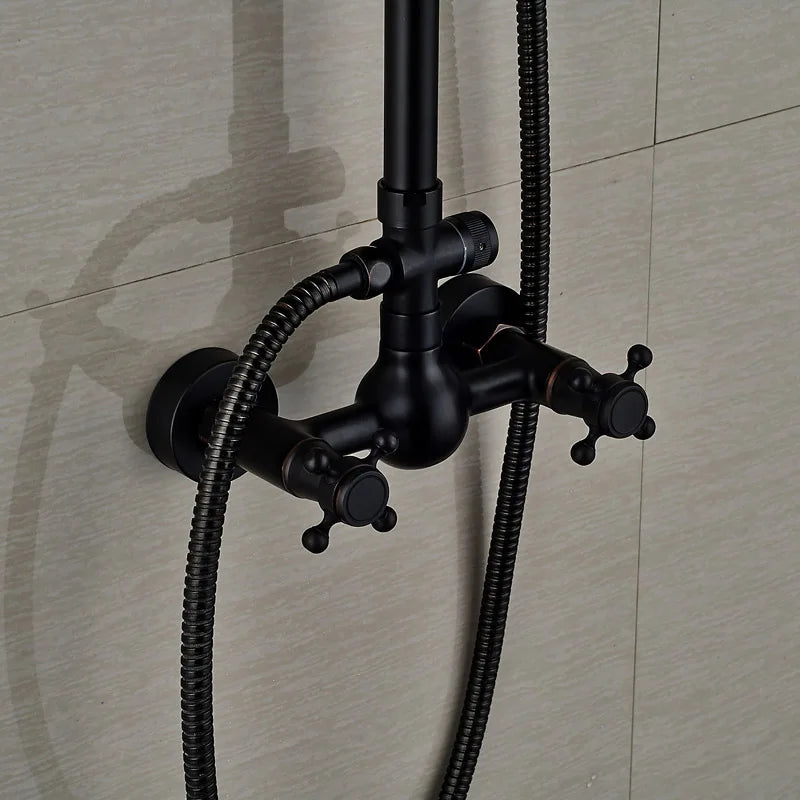 DecorBites™ Black Bronze Rainfall Shower Faucet Set with 8" Head for Wall Mount