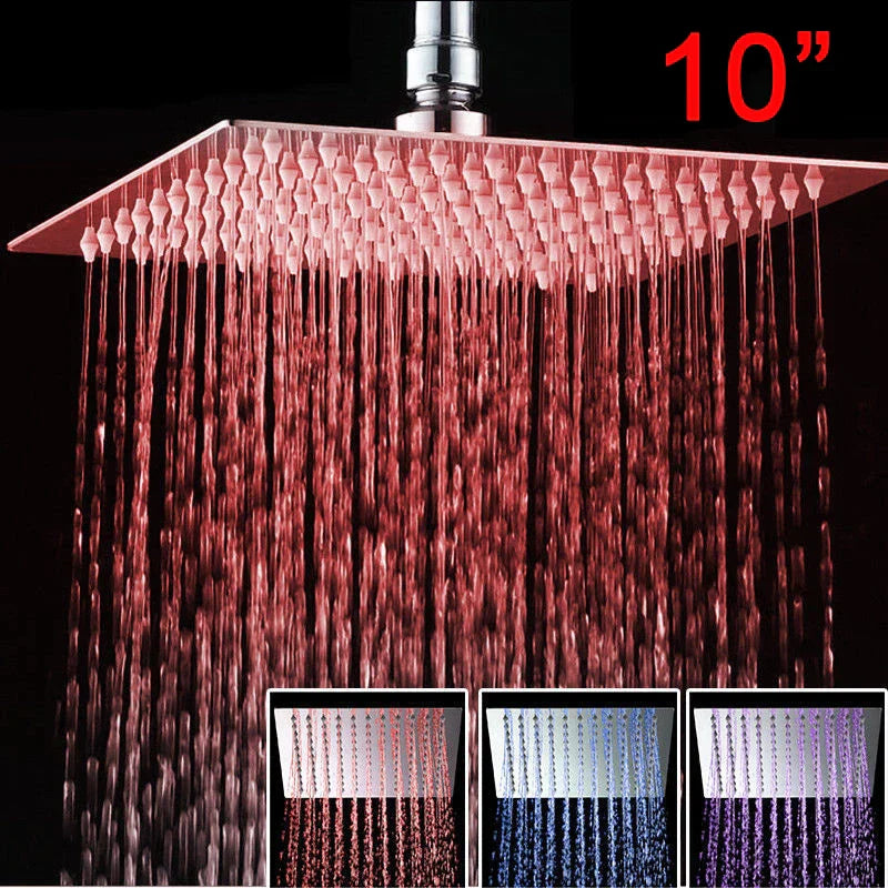 DecorBites™ LED Shower Head Square with Temperature Control 3 Color Lights Ultra Thin