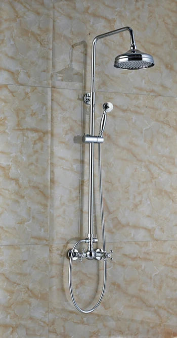 DecorBites™ Brass Shower Mixer Faucet Set with Handshower and 8" Rainfall Head