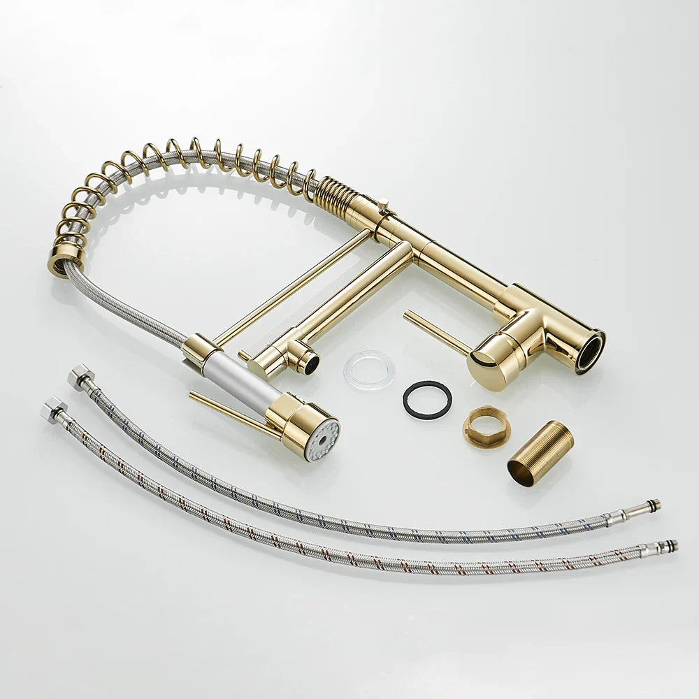 Grifo de cocina DecorBites™ Gold Spring Spout - Grifo mezclador extraíble