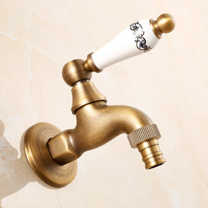 DecorBites™ Brass Antique Bibcock Faucet for Garden and Laundry, Cold Water Tap