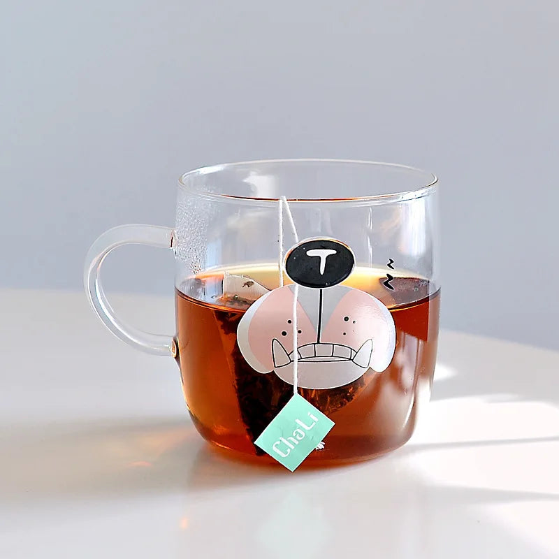 DecorBites™ Glass Coffee Mug 320ml Cute Squirrel Tea Cup Heat Resistant Beer Mug