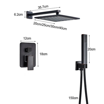 Grifo de ducha DecorBites™ de latón negro con mezclador de 2 vías, teleducha y rociador tipo lluvia