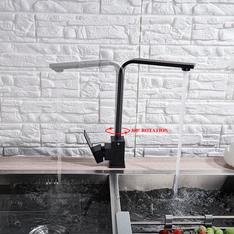 Grifo de cocina Decorbites™: Oro cepillado/Níquel/Negro Mezclador de agua caliente y fría Grifo de grúa