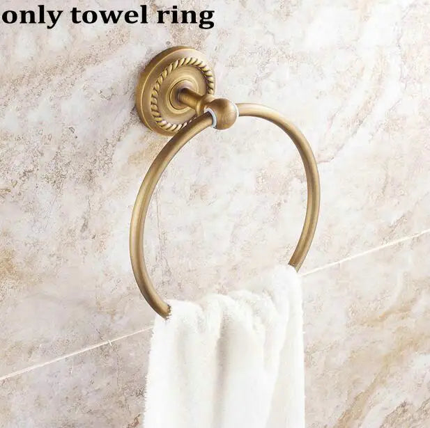 مجموعة إكسسوارات الحمام النحاسية DecorBites™: رف مناشف، بار، حامل أكواب، حامل ورق، خطاف ملابس