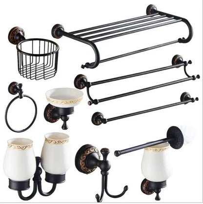 DecorBites™ Carved Flowers Blackened Copper Bathroom Accessories Set