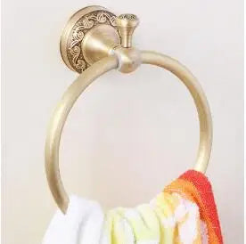 DecorBites™ Carved Antique Bronze Brass Bathroom Accessories Set with Solid Bath Hardware