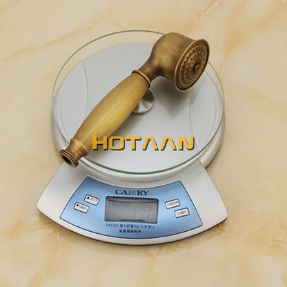 Juego de grifería para ducha DecorBites™ de latón antiguo con mezclador de efecto lluvia y ducha de mano