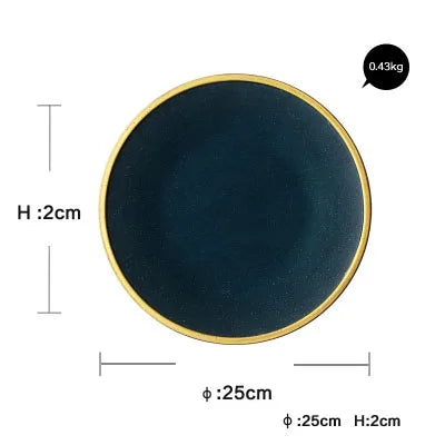 DecorBites™ Ceramic Dinner Plate - Gold Edged Steak Dish - High Quality Japan Style Partyware