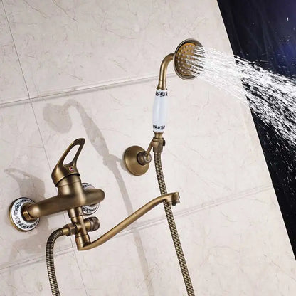 DecorBites™ Brass Long Nose Shower Faucet Wall Mount Single Handle Mixer Tap
