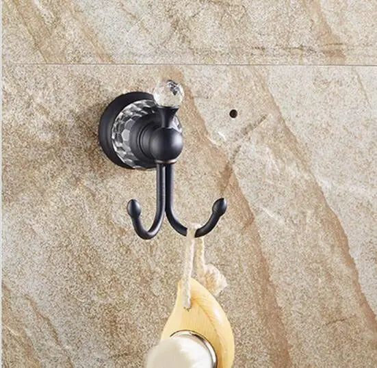 DecorBites™ Black Brass & Crystal Bathroom Accessories Set - Towel Rack, Towel Bar, Paper Holder, Soap Dish, Cup Holder, Toilet JM251