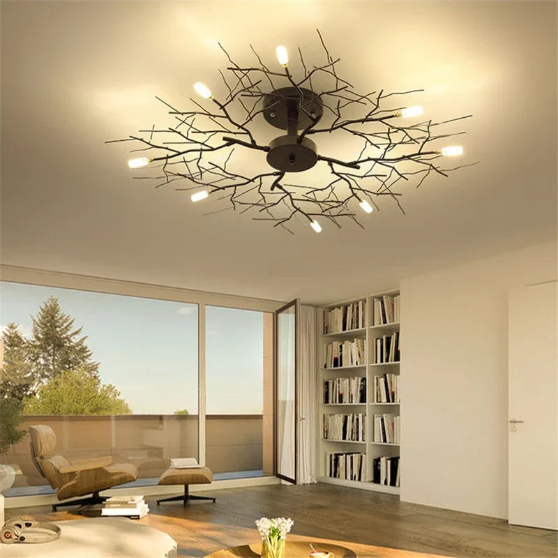 Lámpara de techo de hierro con rama LED Decorbites™ para la decoración del dormitorio y la sala de estar