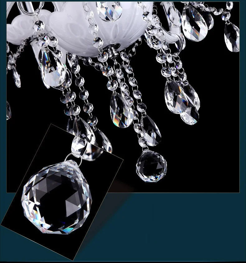DecorBites™ Crystal Chandelier with 18 White Arms LED Candle Lights suitable for Living Bedroom