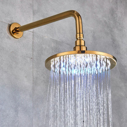 DecorBites™ 16" LED Round Gold Shower Head with Arm - Enhanced Brass Bathroom Accessory