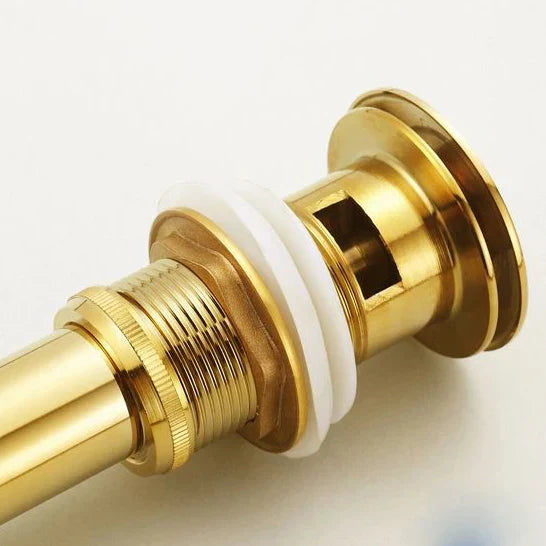 DecorBites™ Gold Finish Solid Brass Bathroom Sink Pop Up Drain