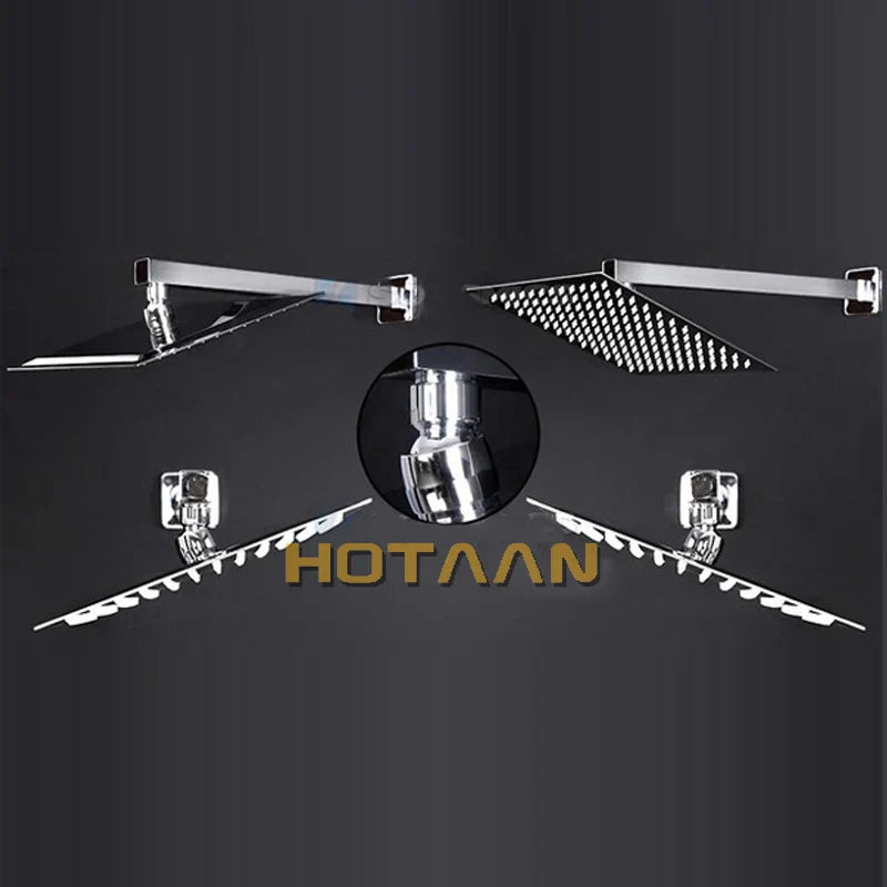 DecorBites™ 12 Inch Stainless Steel Rain Shower Head with Arm - Water Saving Top Shower