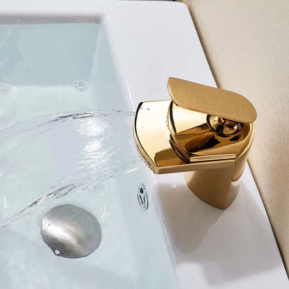DecorBites™ Golden Brass Waterfall Vessel Sink Faucet - Chrome Bathroom Vanity Tap