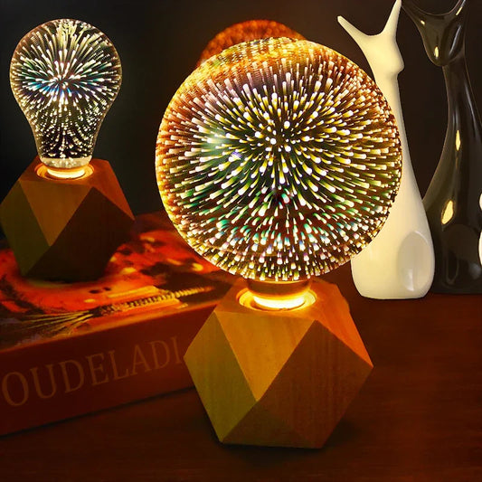 DecorBites™ Colorful Fireworks 3D Table Lamp Bulbs - Warm White Night Light