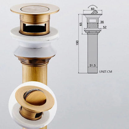 مصفاة حوض غسيل نحاسية عتيقة من DecorBites™، سدادة منبثقة لحوض المرحاض