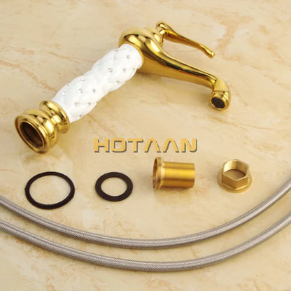 DecorBites™ Basin Faucet White Brass Bathroom Sink Tap Mixer Single Handle