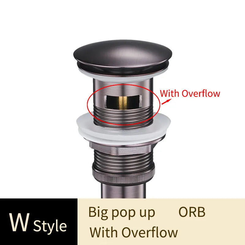 DecorBites™ Brass Bathroom Sink Pop Up Drain for Lavatory Basin - HJ-0618F