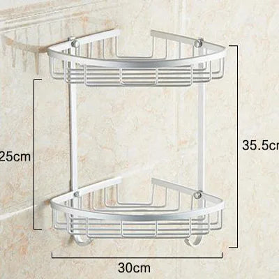 رف زاوية من الألومنيوم مزدوج الرفوف للمطبخ والحمام من DecorBites™