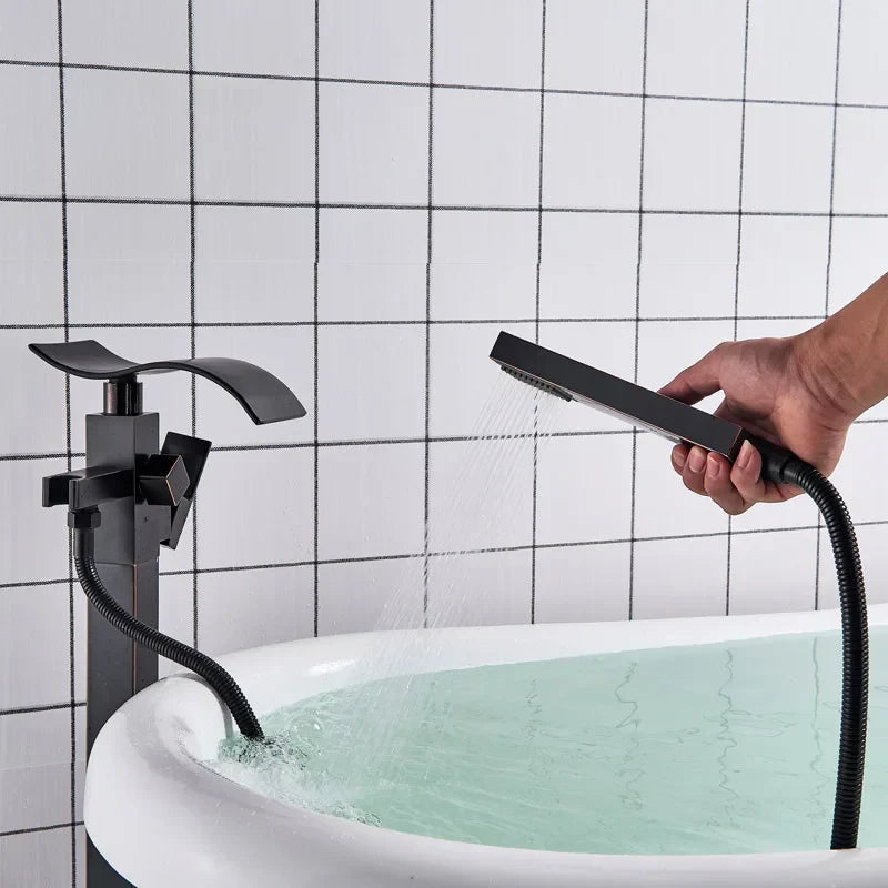 Grifo mezclador para bañera DecorBites™ en bronce negro | Accesorio de bañera tipo cascada con monomando