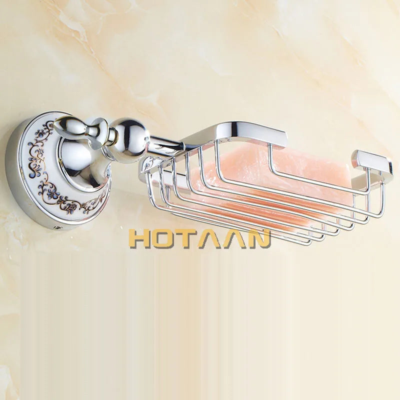 DecorBites™ Brass Gold Soap Dish with Ceramic Holder - Wall Mounted Bathroom Accessory