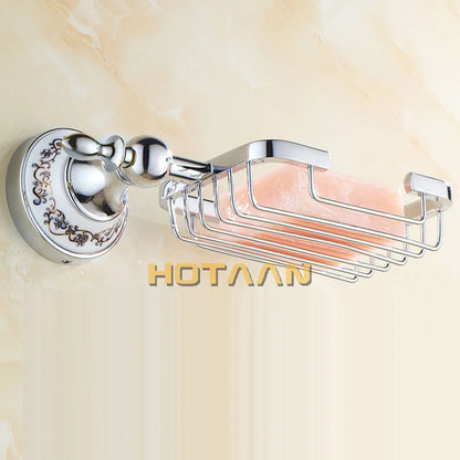 DecorBites™ Brass Gold Soap Dish with Ceramic Holder - Wall Mounted Bathroom Accessory