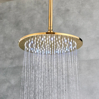 DecorBites™ 16" LED Round Gold Shower Head with Arm - Enhanced Brass Bathroom Accessory