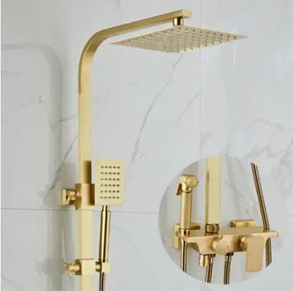 Juego de grifería para baño y ducha DecorBites™ en oro cepillado para una experiencia de lluvia de lujo