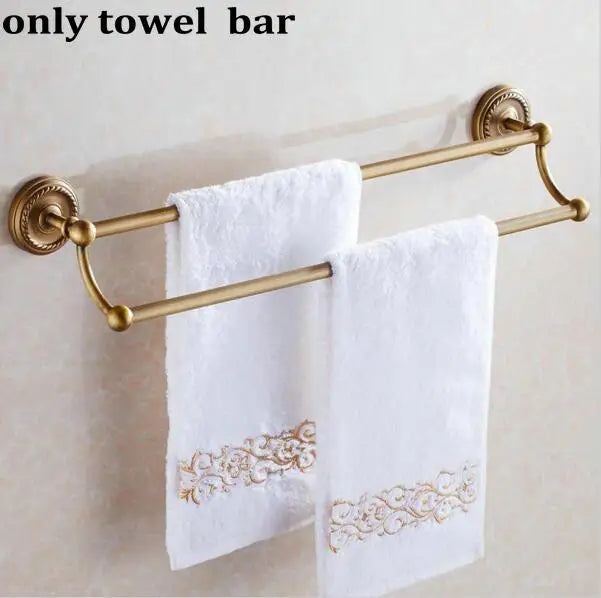 مجموعة إكسسوارات الحمام النحاسية DecorBites™: رف مناشف، بار، حامل أكواب، حامل ورق، خطاف ملابس