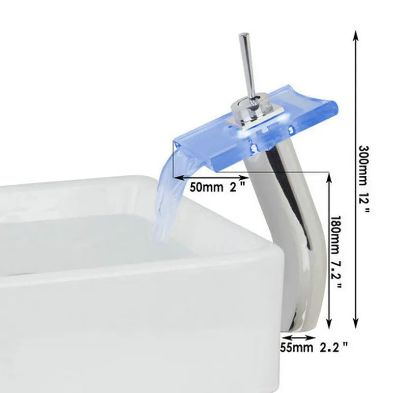 DecorBites™ LED Waterfall Glass Basin Mixer Faucet