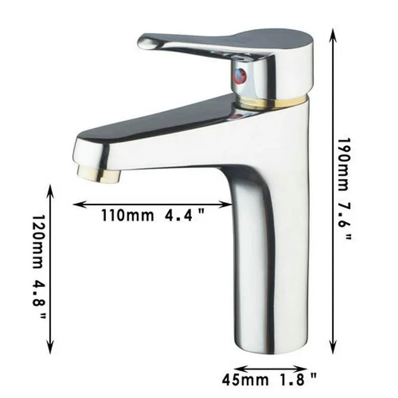 DecorBites™ Golden Chrome Brass Bathroom Sink Faucet Mixer