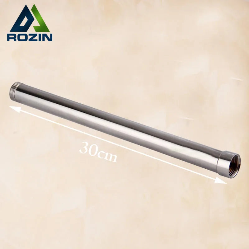 DecorBites™ 12" Solid Brass Chrome Round Shower Faucet Extension Tube Bar