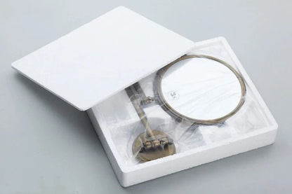 Espejo de pared DecorBites™ de latón antiguo con aumento de 3x, redondo de 8 pulgadas, plegable por ambos lados, para maquillaje