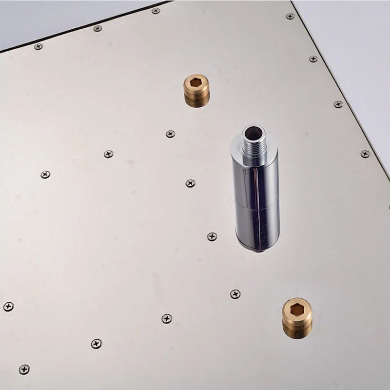 Cabezal de ducha tipo lluvia LED DecorBites™ de 20" en cromo y níquel cepillado