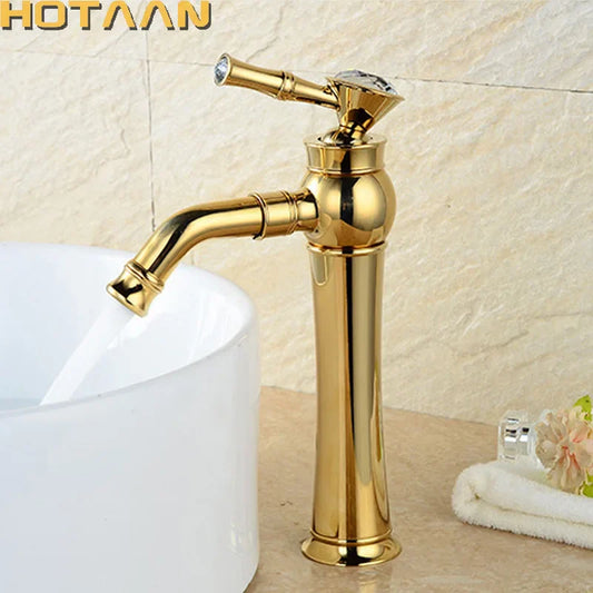DecorBites™ Gold Bathroom Faucet | Modern Basin Tap with High Arc Design