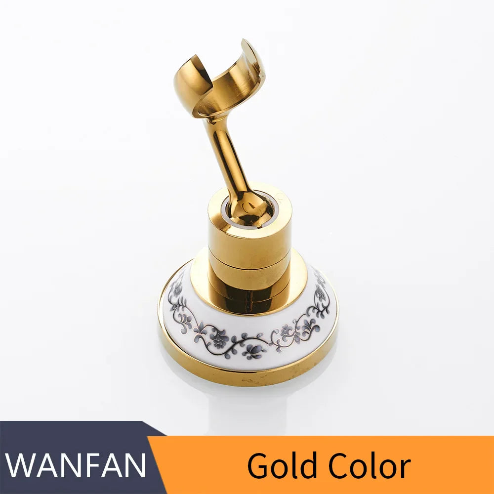 Soporte giratorio de latón dorado Decorbites™ para cabezal de ducha manual, soporte de montaje para accesorios de baño