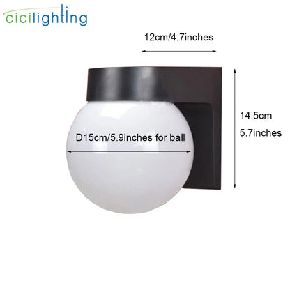 ديكوربايتس™ مصباح شرفة خارجي باللونين الأسود والأبيض، تصميم علوي عصري، مصباح حائطي لأعلى ولأسفل