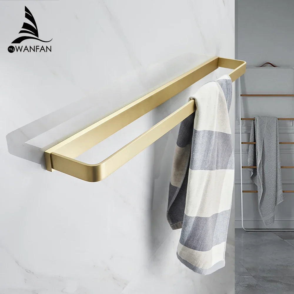 DecorBites™ Gold Bath Hardware Set: Towel Ring, Toilet Brush Holder - WF-552200