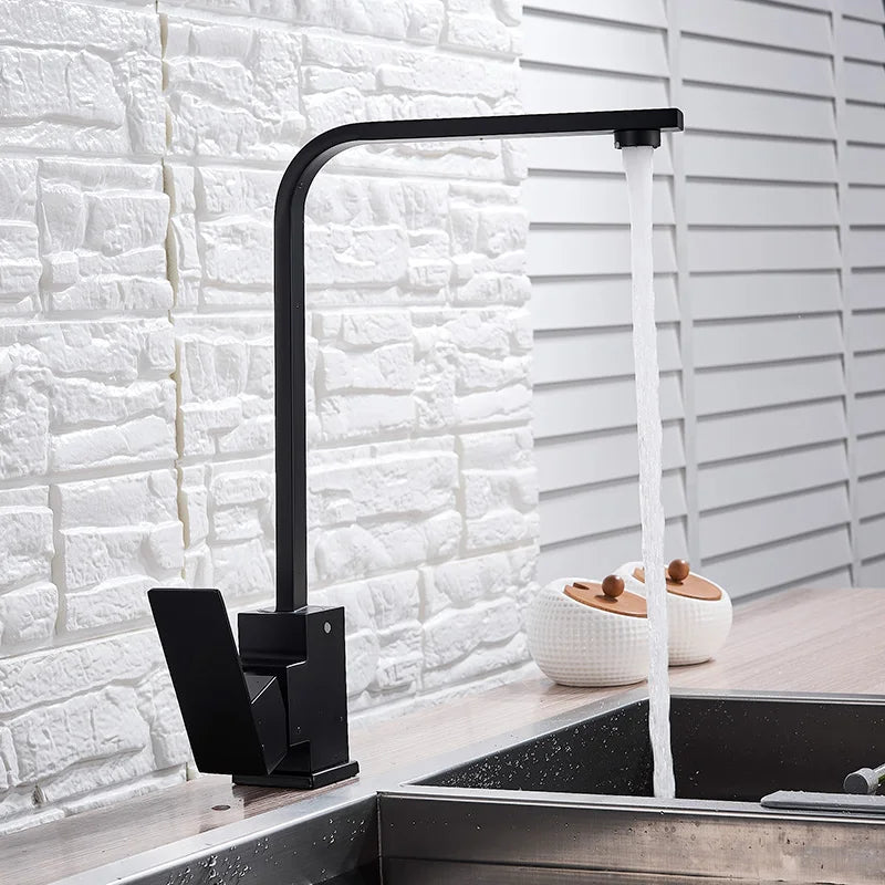 Grifo de cocina Decorbites™: Oro cepillado/Níquel/Negro Mezclador de agua caliente y fría Grifo de grúa
