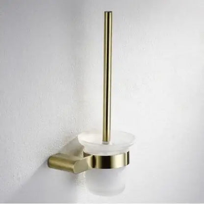 DecorBites™ Brushed Gold Bathroom Hardware Set: Towel Rack, Paper Holder, Toilet Brush Holder, Hooks