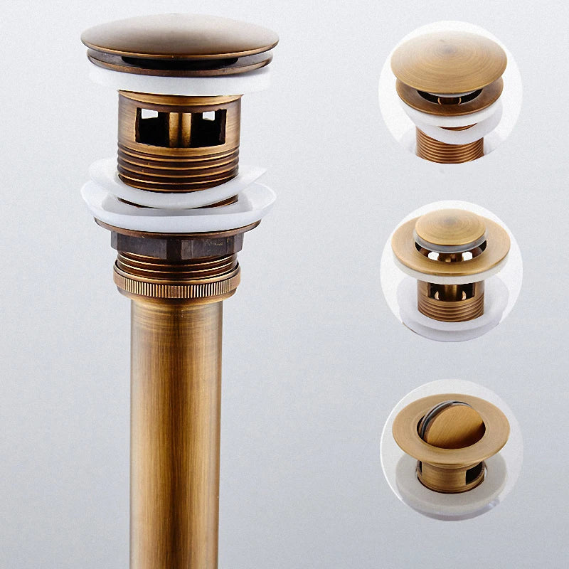 مصفاة حوض غسيل نحاسية عتيقة من DecorBites™، سدادة منبثقة لحوض المرحاض