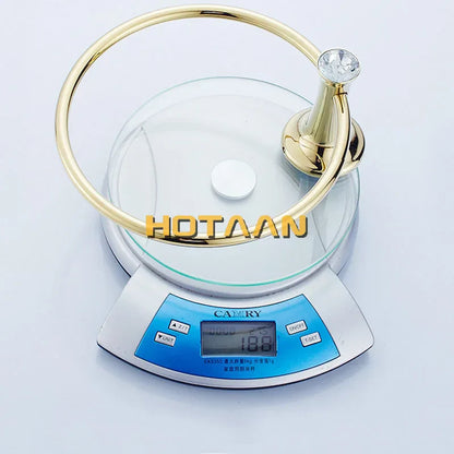 DecorBites™ Golden Stainless Steel Crystal Towel Ring Bathroom Accessories