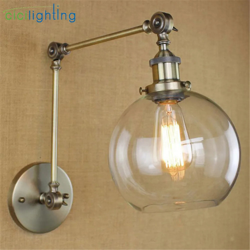 Decorbites™ Luces de Pared con Brazo Basculante de Vidrio Globo - Accesorio de Aplico Elegante para Iluminación del Hogar